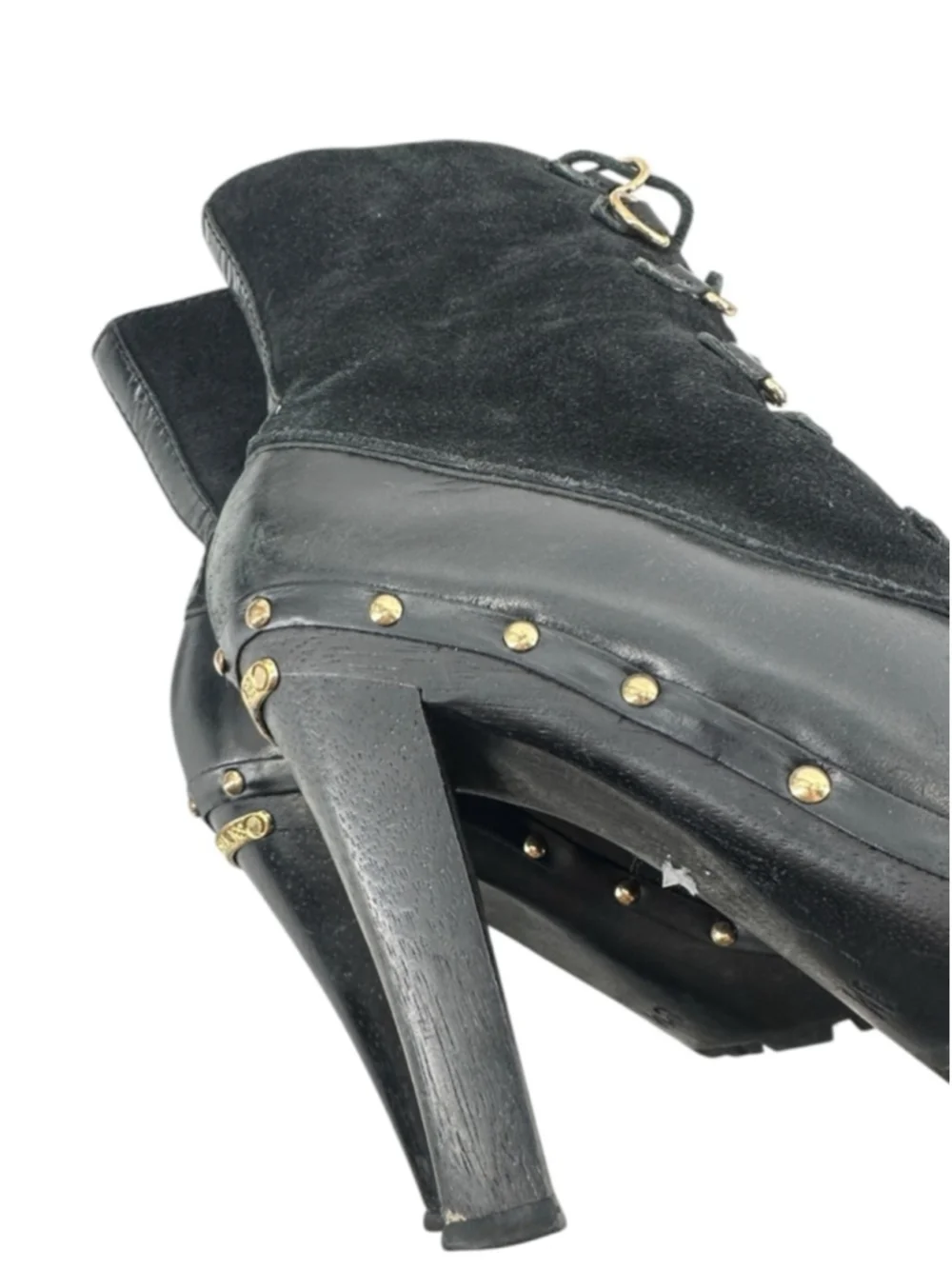 Michael Kors winter warrior clog boots Black leather shearling lined heeled sz 8